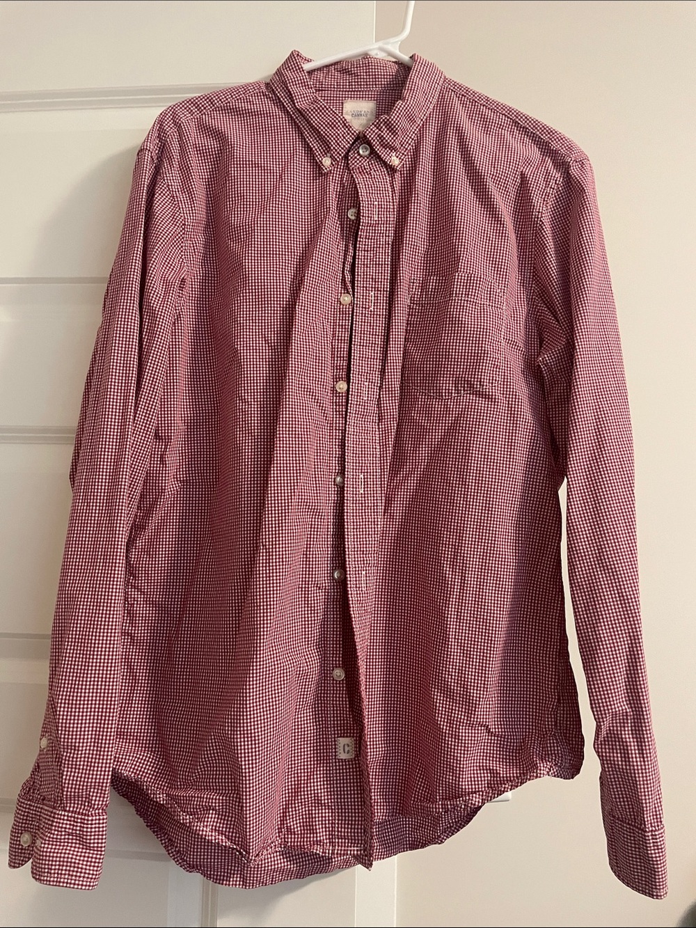 Lands' End Men's Red Gingham Button-Down Shirt